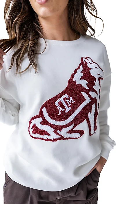 Gameday Social Women's Texas A&M Mascot Chenille Comfort Crew Sweatshirt
