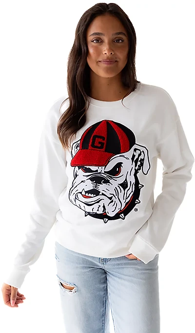 Gameday Social Women's Georgia Mascot Chenille Comfort Crew Sweatshirt