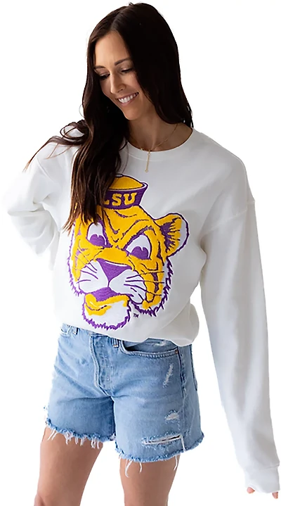 Gameday Social Women's LSU Mascot Chenille Comfort Crew Sweatshirt