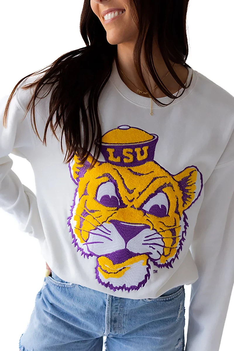 Gameday Social Women's LSU Mascot Chenille Comfort Crew Sweatshirt
