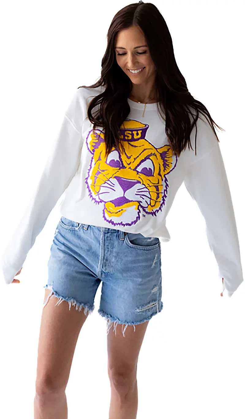 Gameday Social Women's LSU Mascot Chenille Comfort Crew Sweatshirt
