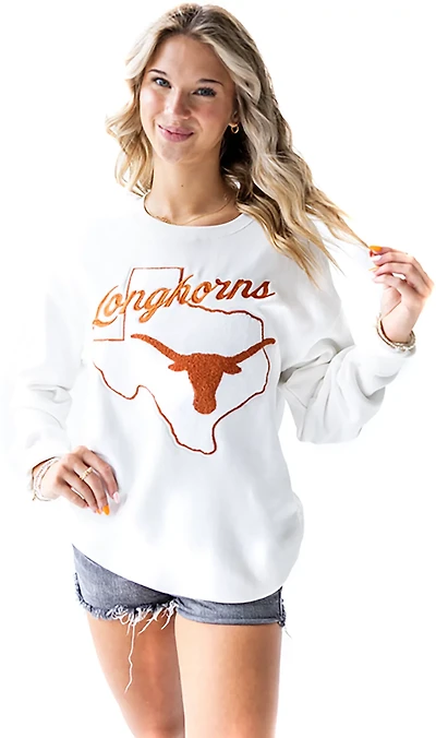 Gameday Social Women's Texas Mascot Chenille Comfort Crew Sweatshirt