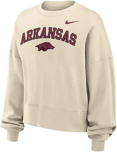 Nike Women's Arkansas Arch Team Over Mascot Phoenix Fleece Crew Sweatshirt