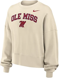 Nike Women's Ole Miss Arch Team Over Mascot Phoenix Fleece Crew Sweatshirt