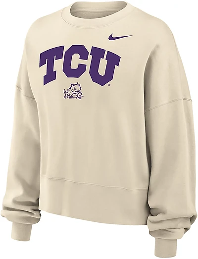 Nike Women's TCU Arch Team Over Mascot Phoenix Fleece Crew Sweatshirt