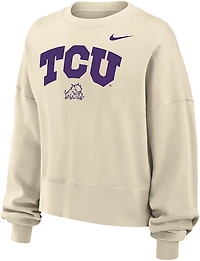Nike Women's TCU Arch Team Over Mascot Phoenix Fleece Crew Sweatshirt