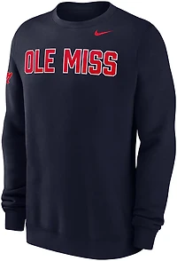 Nike Men's University of Mississippi Team Fleece Club Crew Sweatshirt