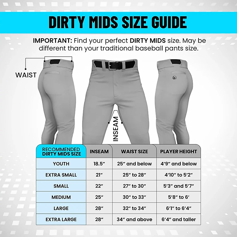 Dirty Mids Boys' Youth Collection Baseball Pants