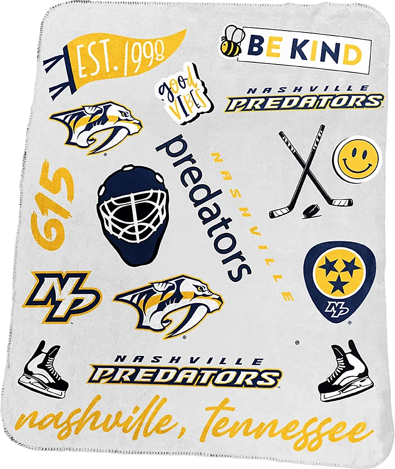 LOGO Nashville Predators Deluxe Native Fleece Blanket 50x60