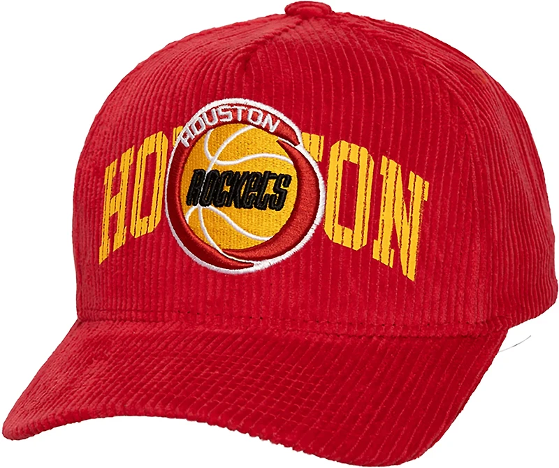 Mitchell & Ness Adults' Houston Rockets Arch Stamp Hardwood Classics Pro Snapback Cap