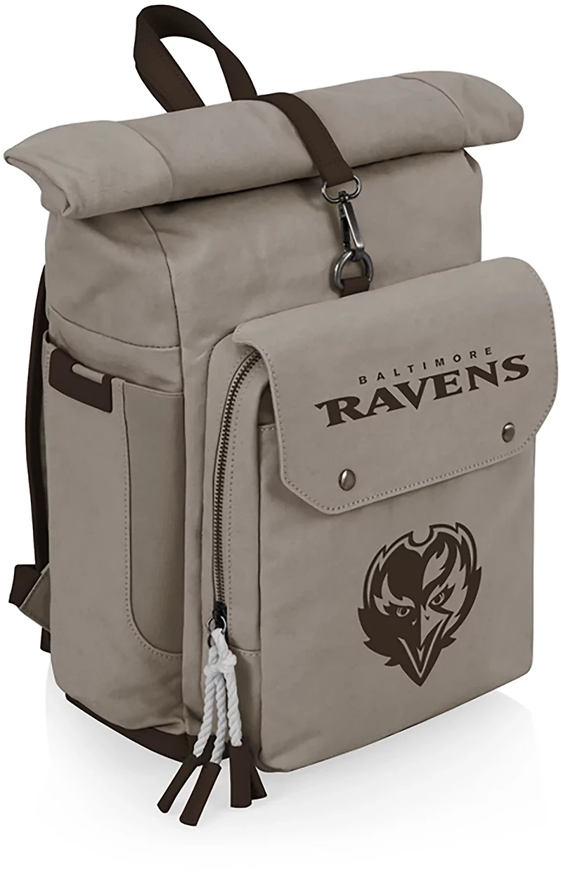 Picnic Time Baltimore Ravens Carmel Roll Top 35 Can Backpack Cooler