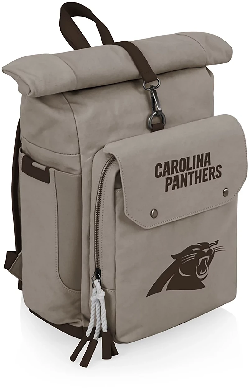 Picnic Time Carolina Panthers Carmel Roll Top 35 Can Backpack Cooler