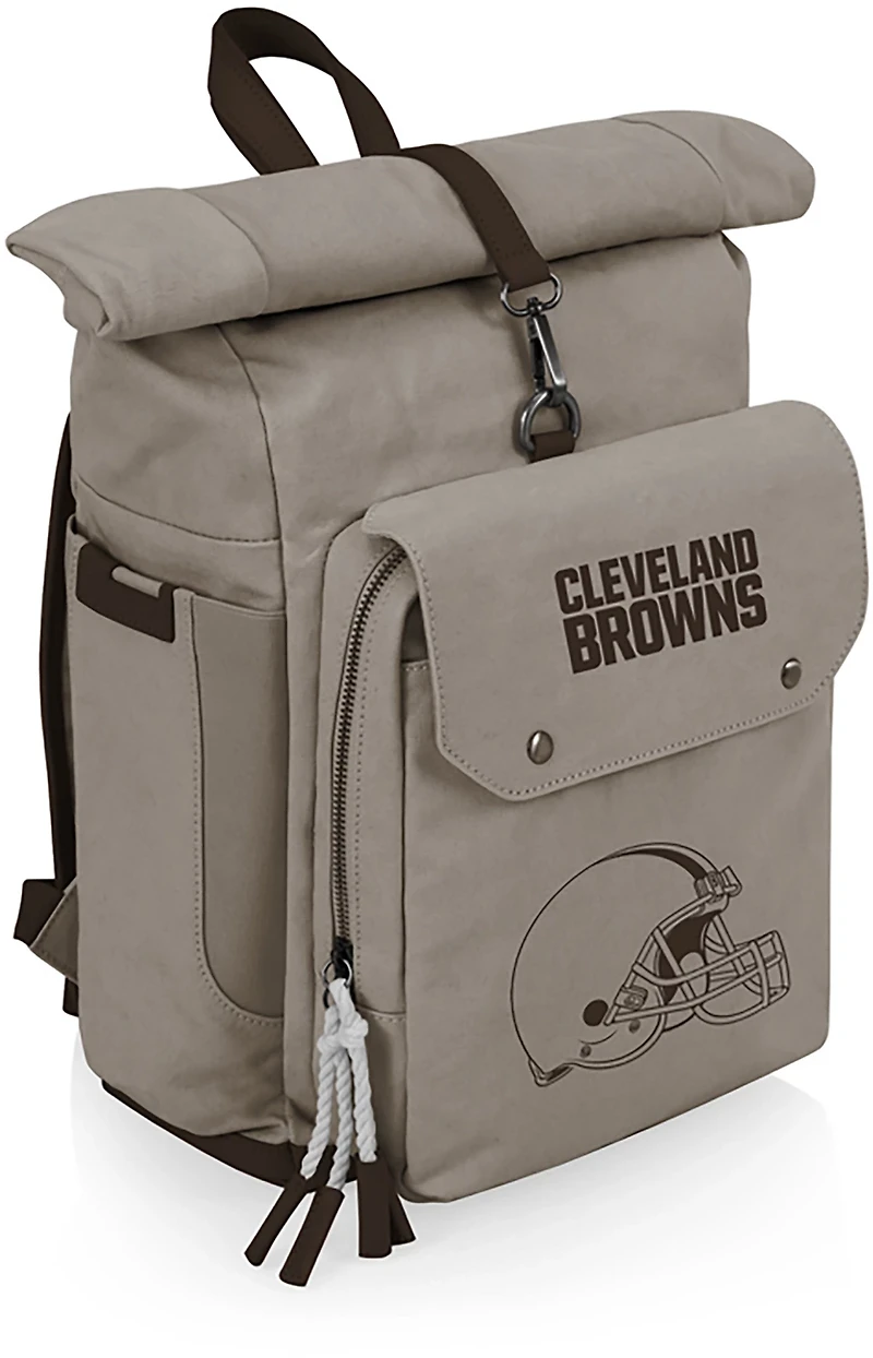 Picnic Time Cleveland Browns Carmel Roll Top 35 Can Backpack Cooler