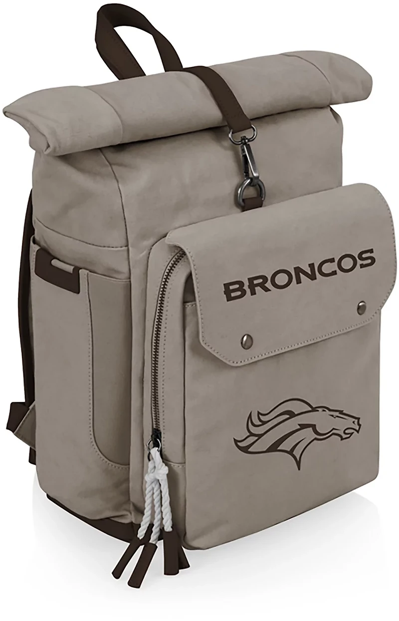 Picnic Time Denver Broncos Carmel Roll Top 35 Can Backpack Cooler