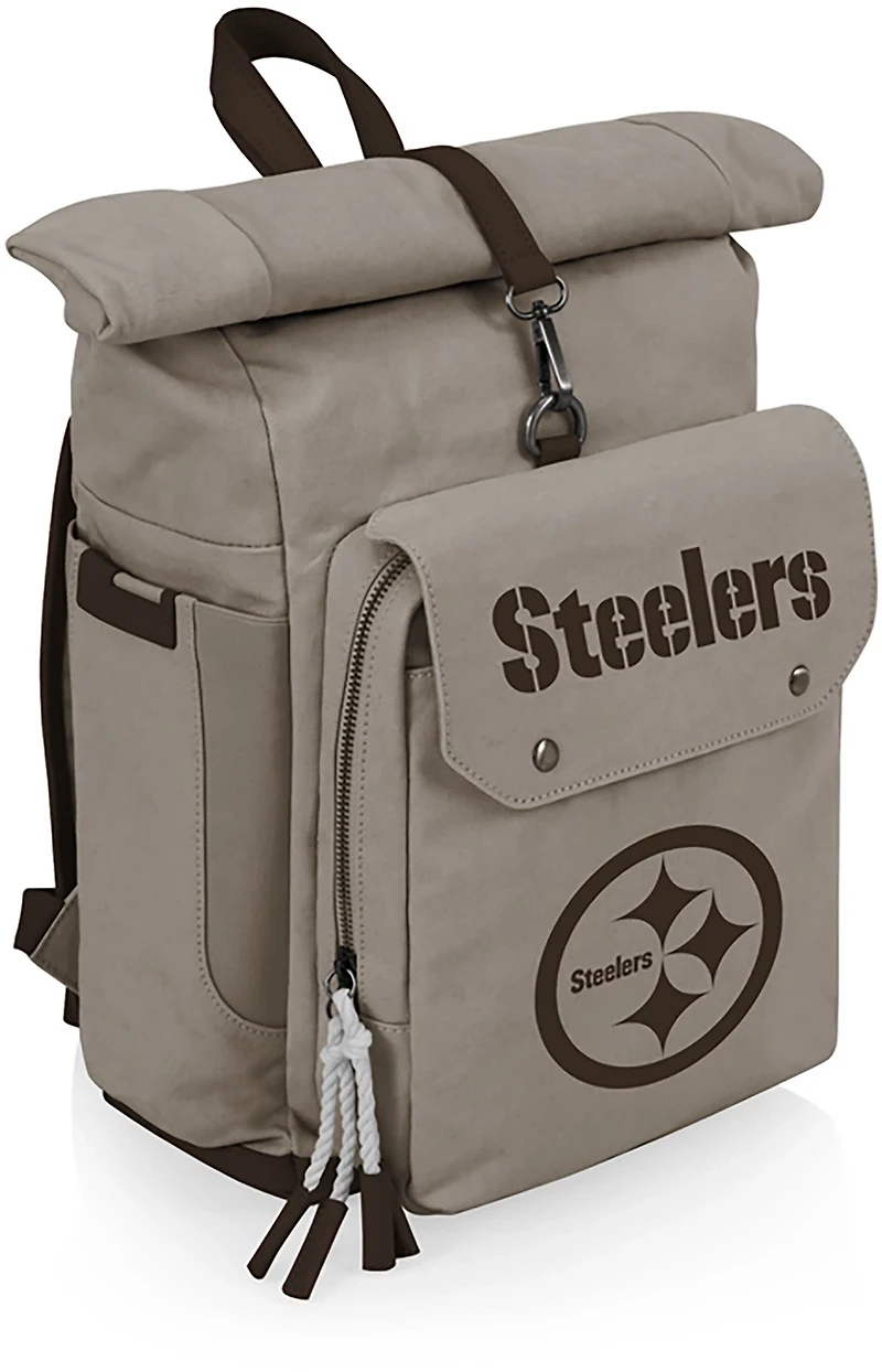 Picnic Time Pittsburgh Steelers Carmel Roll Top 35 Can Backpack Cooler