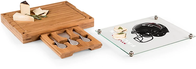 Picnic Time Atlanta Falcons Concerto Glass Top Cheese Cutting Board and Tools Set
