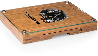 Picnic Time Baltimore Ravens Concerto Glass Top Cheese Cutting Board and Tools Set