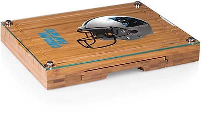 Picnic Time Carolina Panthers Concerto Glass Top Cheese Cutting Board and Tools Set