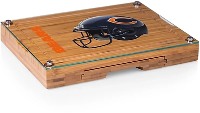 Picnic Time Chicago Bears Concerto Glass Top Cheese Cutting Board and Tools Set