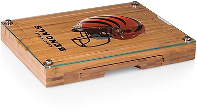 Picnic Time Cincinnati Bengals Concerto Glass Top Cheese Cutting Board and Tools Set