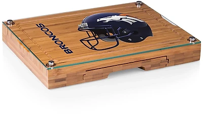 Picnic Time Denver Broncos Concerto Glass Top Cheese Cutting Board and Tools Set