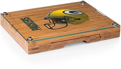 Picnic Time Green Bay Packers Concerto Glass Top Cheese Cutting Board and Tools Set