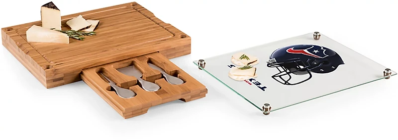 Picnic Time Houston Texans Concerto Glass Top Cheese Cutting Board and Tools Set