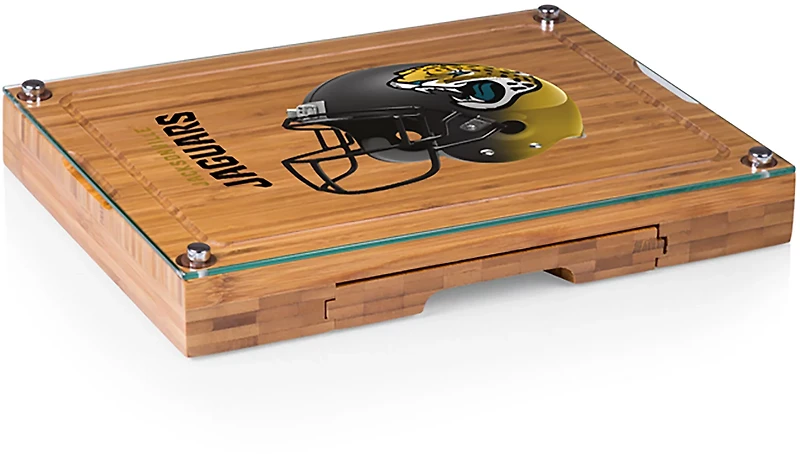 Picnic Time Jacksonville Jaguars Concerto Glass Top Cheese Cutting Board and Tools Set