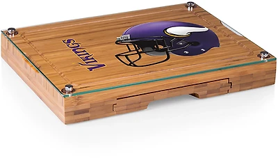Picnic Time Minnesota Vikings Concerto Glass Top Cheese Cutting Board and Tools Set