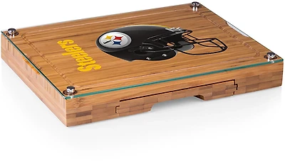 Picnic Time Pittsburgh Steelers Concerto Glass Top Cheese Cutting Board and Tools Set