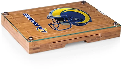 Picnic Time Los Angeles Rams Concerto Glass Top Cheese Cutting Board and Tools Set