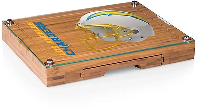 Picnic Time Los Angeles Chargers Concerto Glass Top Cheese Cutting Board and Tools Set