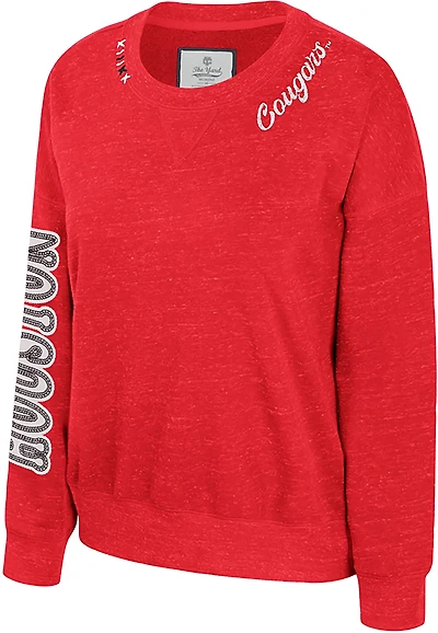 Colosseum Athletics Women's Houston Cougars Dream About It Speckle Long Sleeve Crew Sweatshirt