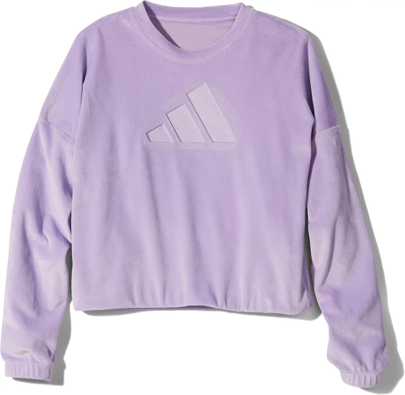 adidas Girls' Velour Crew Neck Pullover Sweatshirt