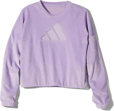 adidas Girls' Velour Crew Neck Pullover Sweatshirt