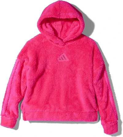 adidas Girls' 3-Stripes Sherpa Hooded Pullover