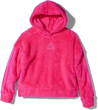 adidas Girls' 3-Stripes Sherpa Hooded Pullover