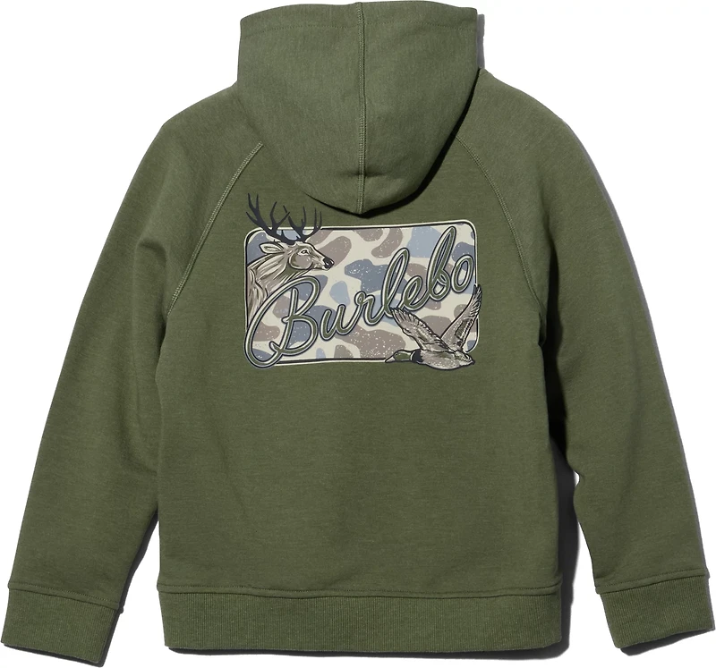 BURLEBO Boys' Deer Camo Patch Logo Fleece Hoodie