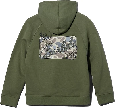 BURLEBO Boys' Deer Camo Patch Logo Fleece Hoodie