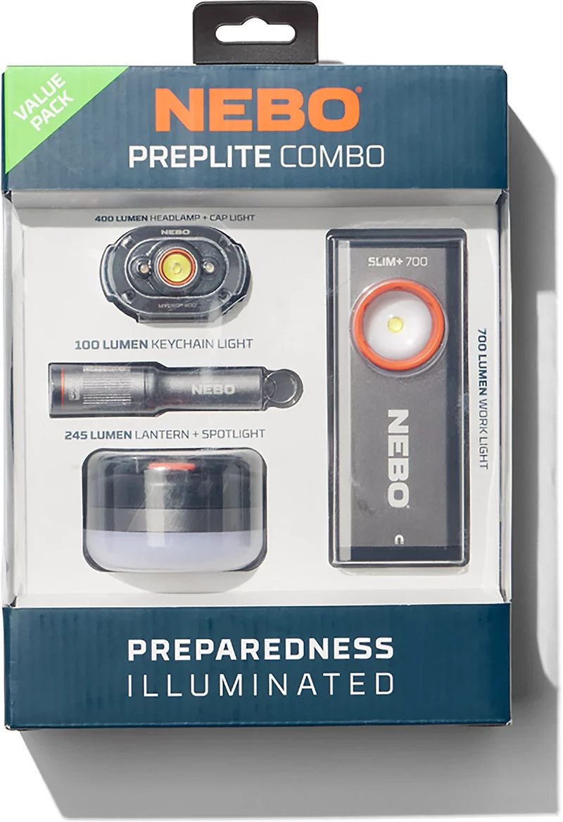 NEBO Prep Lite Value Kit: Headlamp with Puck Light, Work Light, and Keychain