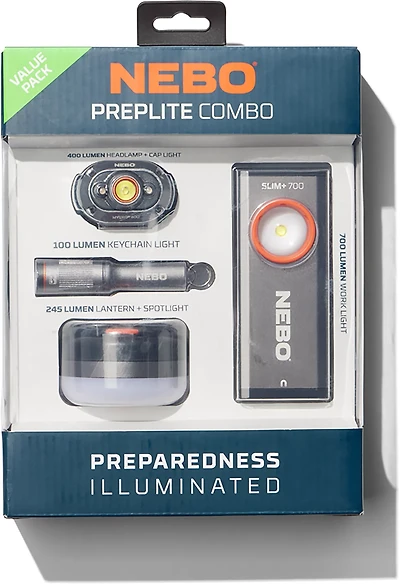 NEBO Prep Lite Value Kit: Headlamp with Puck Light, Work Light, and Keychain
