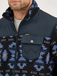 Wrangler Men's Western Mixed Sherpa Zip Up Jacket