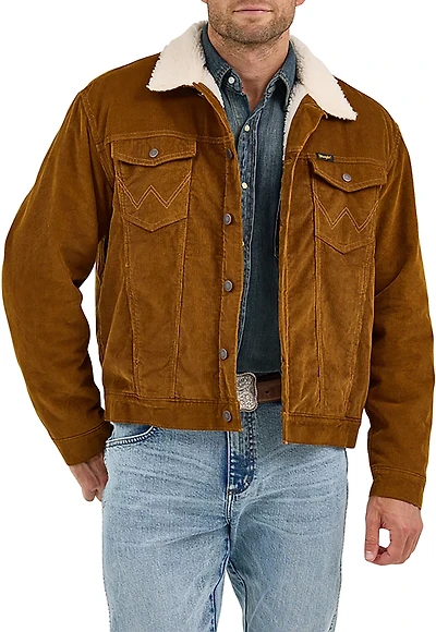 Wrangler Men's Western Cord Cowboy Cut Sherpa Lined Jacket