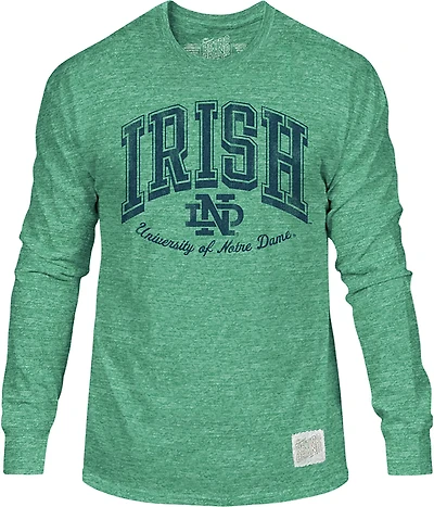 WILDCAT RETRO Men's Notre Dame Irish Arch Triblend Long Sleeve T-shirt
