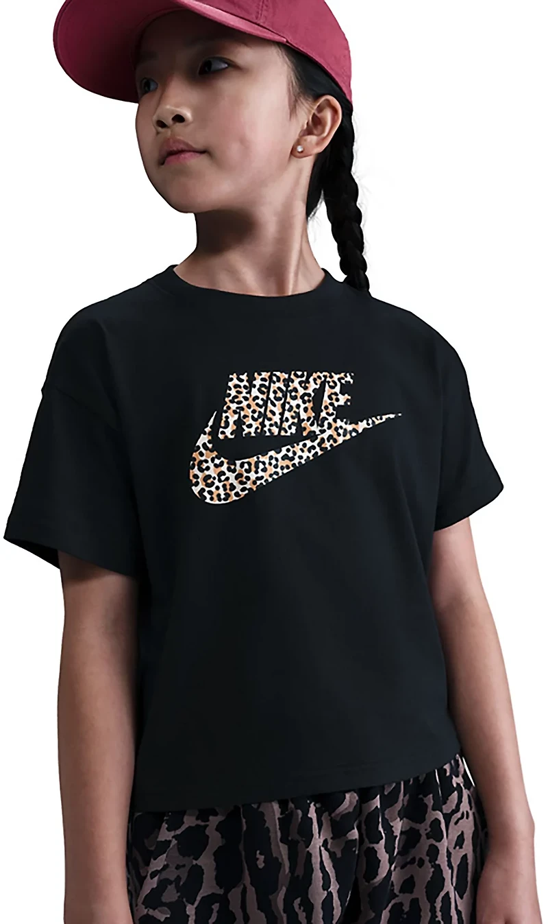 Nike Girls' 4-7 Sportswear Boxy Animal Print T-shirt