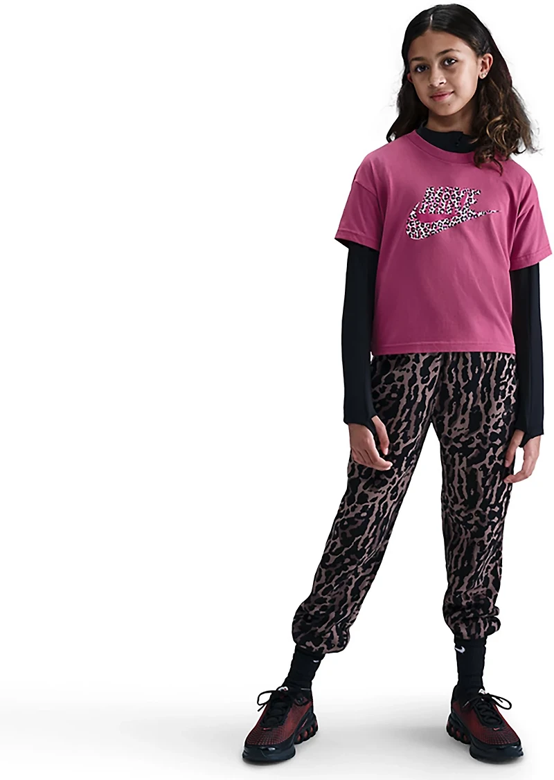 Nike Girls' 4-7 Sportswear Boxy Animal Print T-shirt