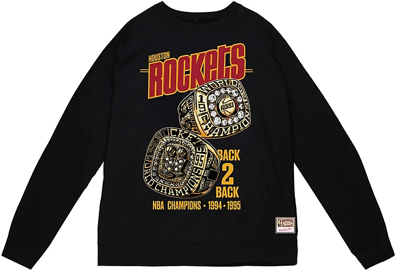 Mitchell & Ness Men's Houston Rockets Back 2 Black Long Sleeve Graphic T-shirt