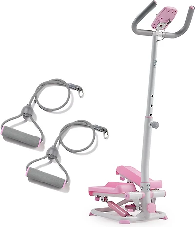 Sunny Health & Fitness Smart Exercise Stepper with Handlebars and Resistance Bands