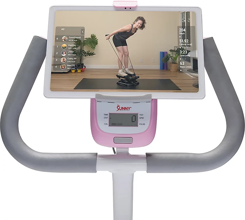 Sunny Health & Fitness Smart Exercise Stepper with Handlebars and Resistance Bands