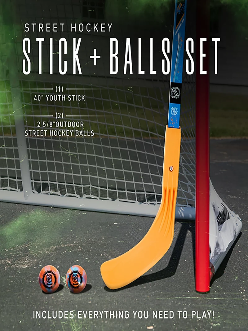 Franklin Sports NHL Youth Street Hockey Stick and 2 Balls